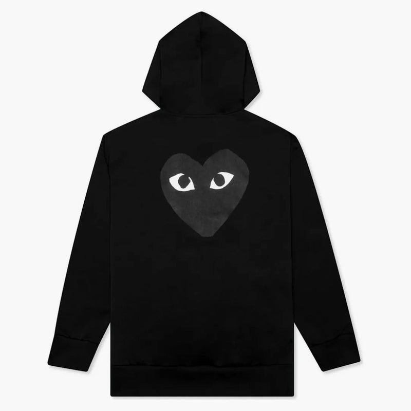 Comme of the Garcons spelar Big Black Heart Zip Up Hoodie Black