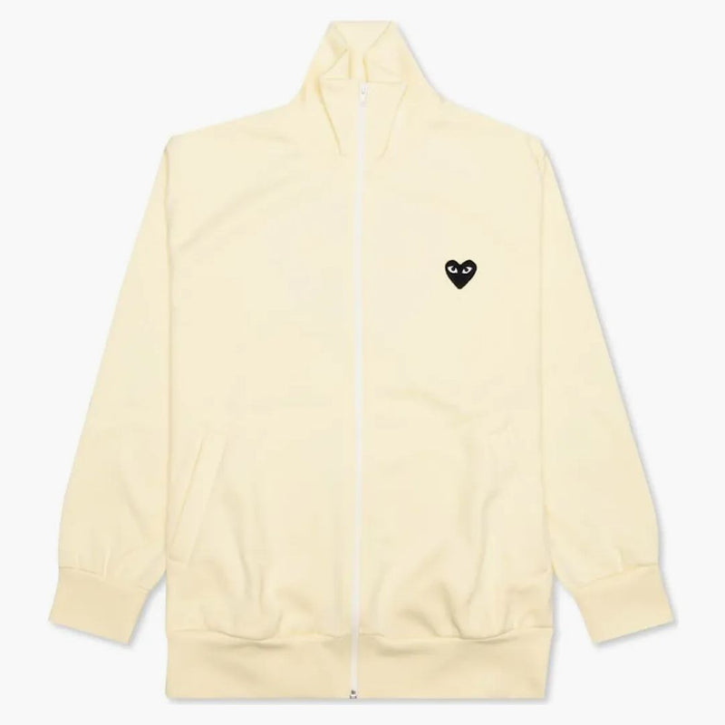 Comme Des Garcons Play Big Black Heart Zip Up Sweatshirt Ivory