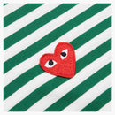 Comme of the Garcons Gra Big Red Heart Striped L/S T-shirt zielony/biały