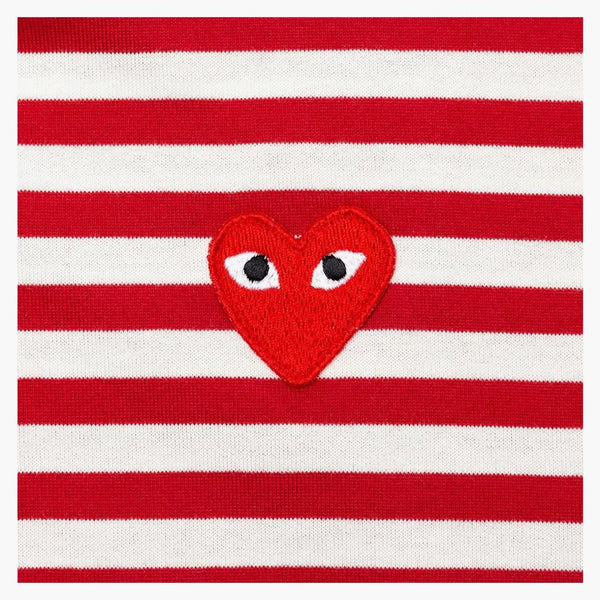 Comme Des Garcons Play Big Red Heart Striped L/s T-shirt Red/white
