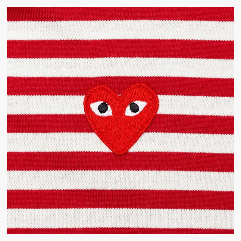 Comme Des Garcons Play Big Red Heart Striped L/s T-shirt Red/white