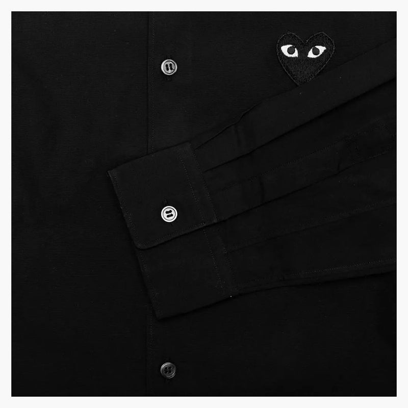 Comme Des Garcons Play Black Emblem Button Up Shirt Black