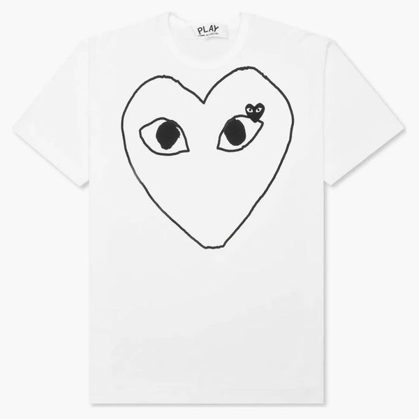Comme Des Garcons Play Black Emblem Outline T-shirt White