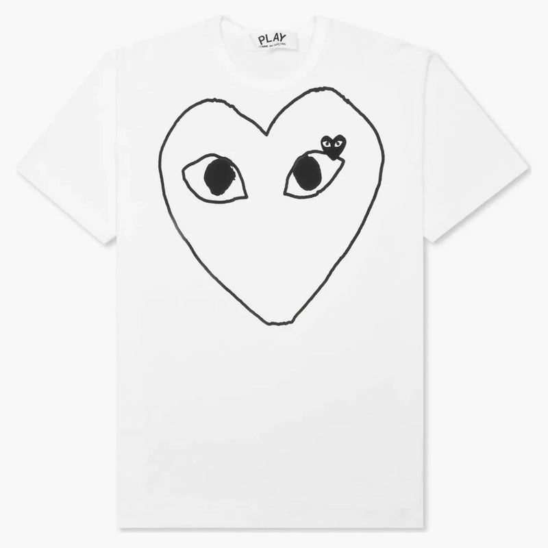 Comme Des Garcons Play Black Emblem Outline T-shirt White