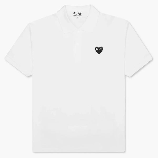 Comme Des Garcons Play Black Emblem Polo White