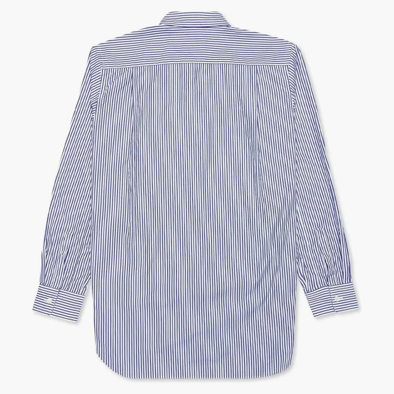 Comme Des Garcons Play Black Emblem Striped Button Up Shirt Blue/white