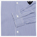 Comme of the Garcons Play Black Emblem Striped Button Up Shirt Blue/White