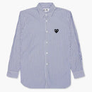 Comme of the Garcons Play Black Emblem Striped Button Up Shirt Blue/White