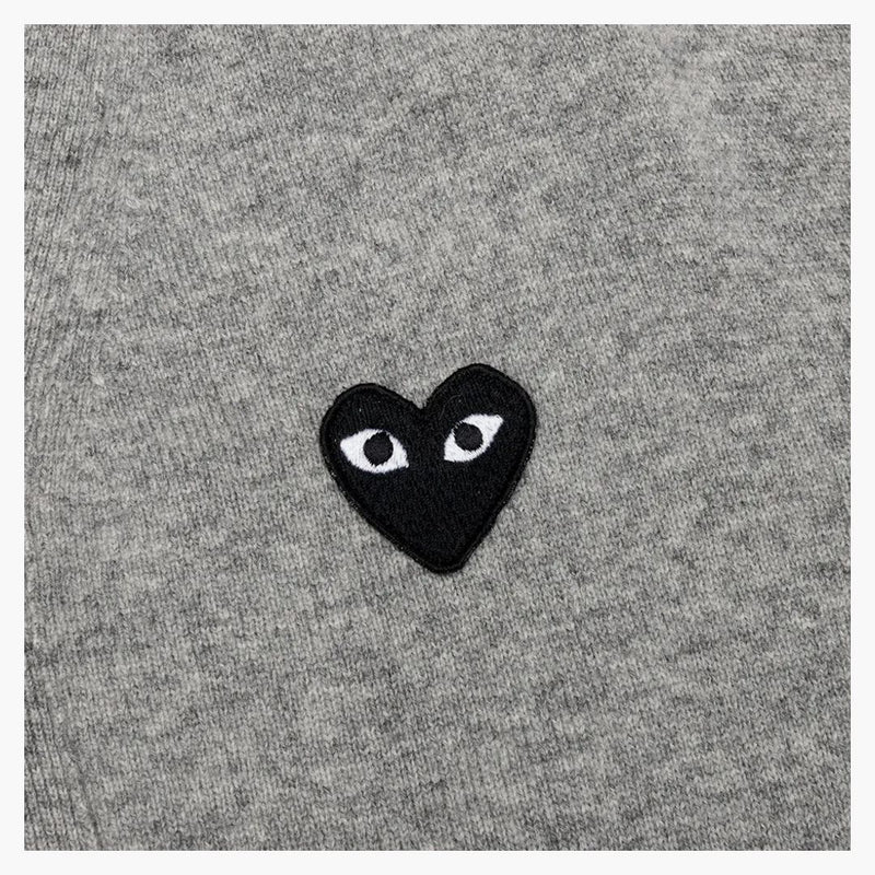 Comme Des Garcons Play Black Heart Knit Cardigan Sweater Grey