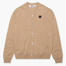 CommE of the Garcons Play Black Heart Knit Cardigan Sweater Tan