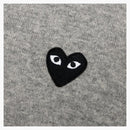 Comme of the Garcons Play Black Heart V Neck Sweater Gray
