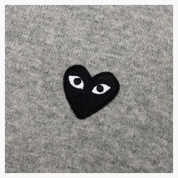 Comme Des Garcons Play Black Heart V Neck Sweater Grey