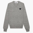 Comme of the Garcons Play Black Heart V Neck Sweater Gray
