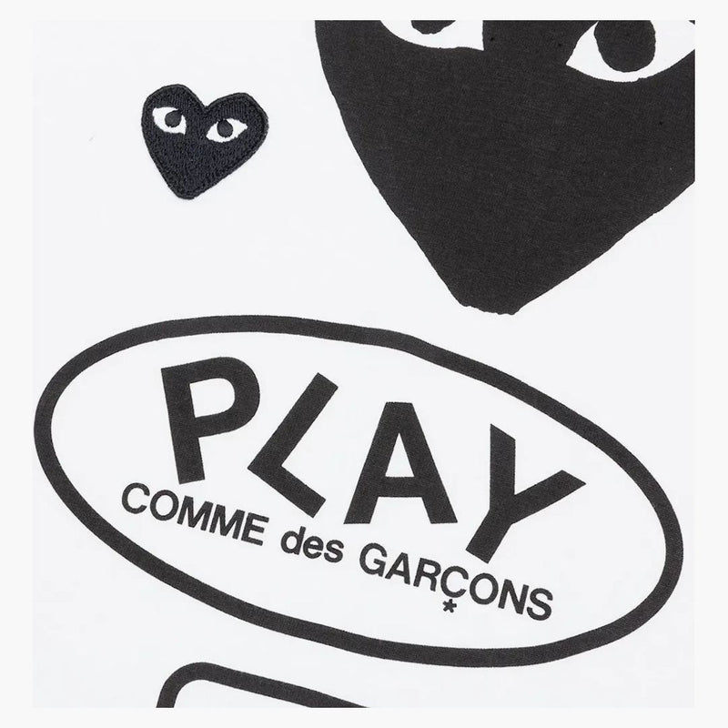 Comme Des Garcons Play Black Multi Logo L/s T-shirt White