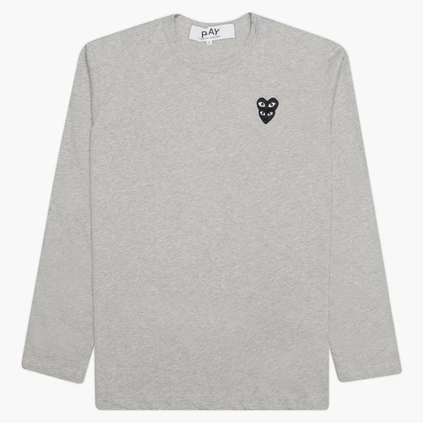 CommE of the Garcons Play Black Stacked Heart L/S Camiseta Gris