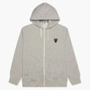 Comme Des Garcons Play Black Stacked Heart Zip Up Hoodie Grey