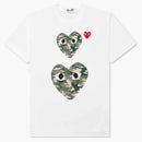 Comme Des Garcons Play Camouflage Double Heart T-shirt White
