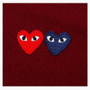 Comme of the Garcons Play Double Heart Cardigan Sweater Burgundy