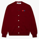 Comme of the Garcons Play Double Heart Cardigan Sweater Burgundy