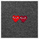 Comme of the Garcons Play Double Heart Cardigan Sweater Dark Gray