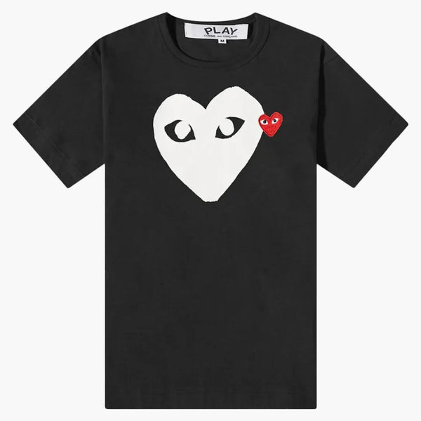 Cdg Double Heart Logo Tee Black/white/red