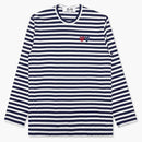 Comme of the Garcons Play podwójnie sercowe paski L/S T-shirt granatowy/biały