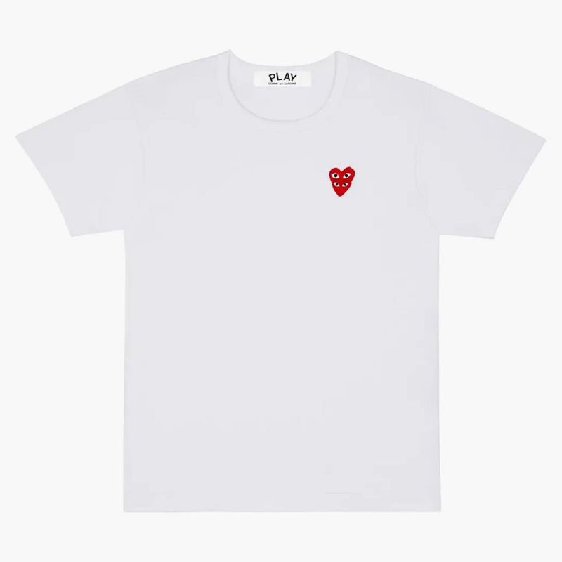 Comme of the Garcons Play Double Red Heart T-Shirt White