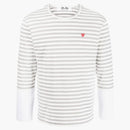 Comme of the Garcons Play haftowane logo w paski z długim rękawem herbatę szary/biały