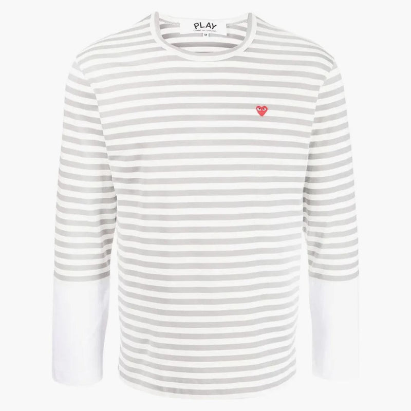 Comme of the Garcons Play haftowane logo w paski z długim rękawem herbatę szary/biały