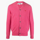 Comme of the Garcons Play Fine Knit Wool Cardigan Pink/Red