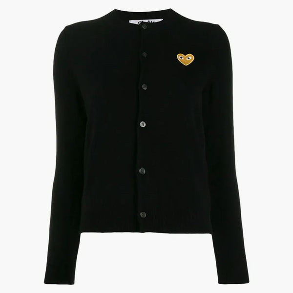 Comme Des Garcons Play Gold Heart Cardigan Black
