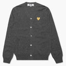 Comme of the Garcons Play Gold Heart Knit Cardigan Sweater Gray