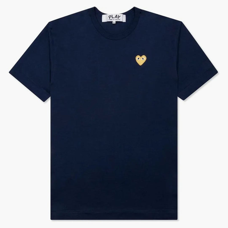 Comme Des Garcons Play Gold Heart T-shirt Navy