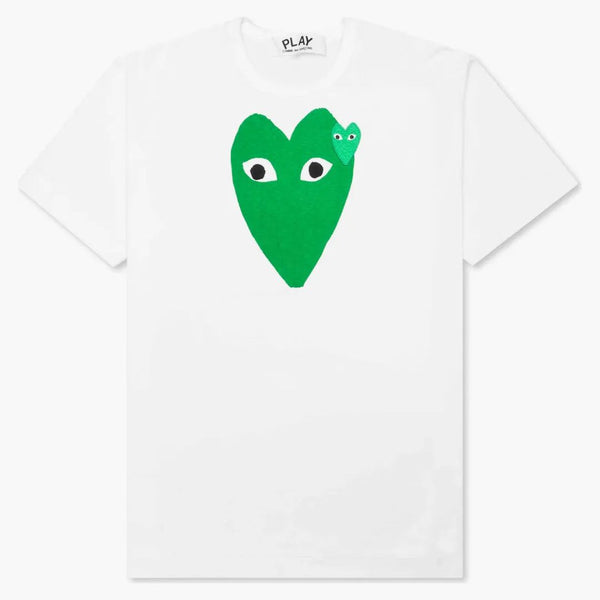 Comme Des Garcons Play Green Hearts T-shirt White