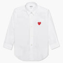 Comme of the Garcons Play Kid's Red Emblem button up Shirt White