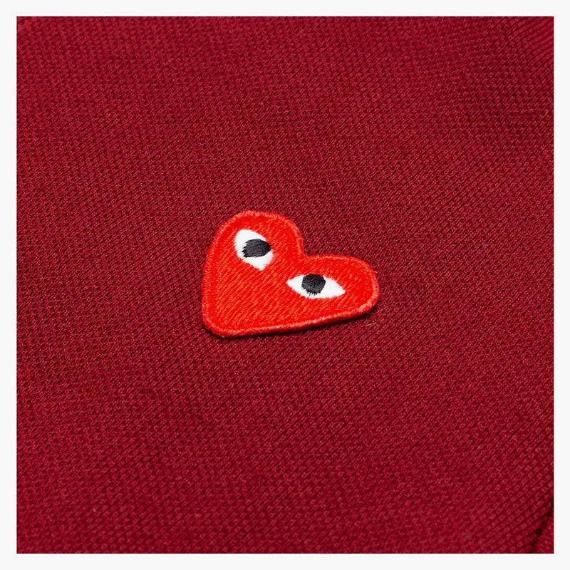Comme of the Garcons Play Kid's Red Emblem Polo Burgundy