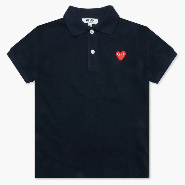 Comme of the Garcons Play Kid's Red Emblem Polo Navy