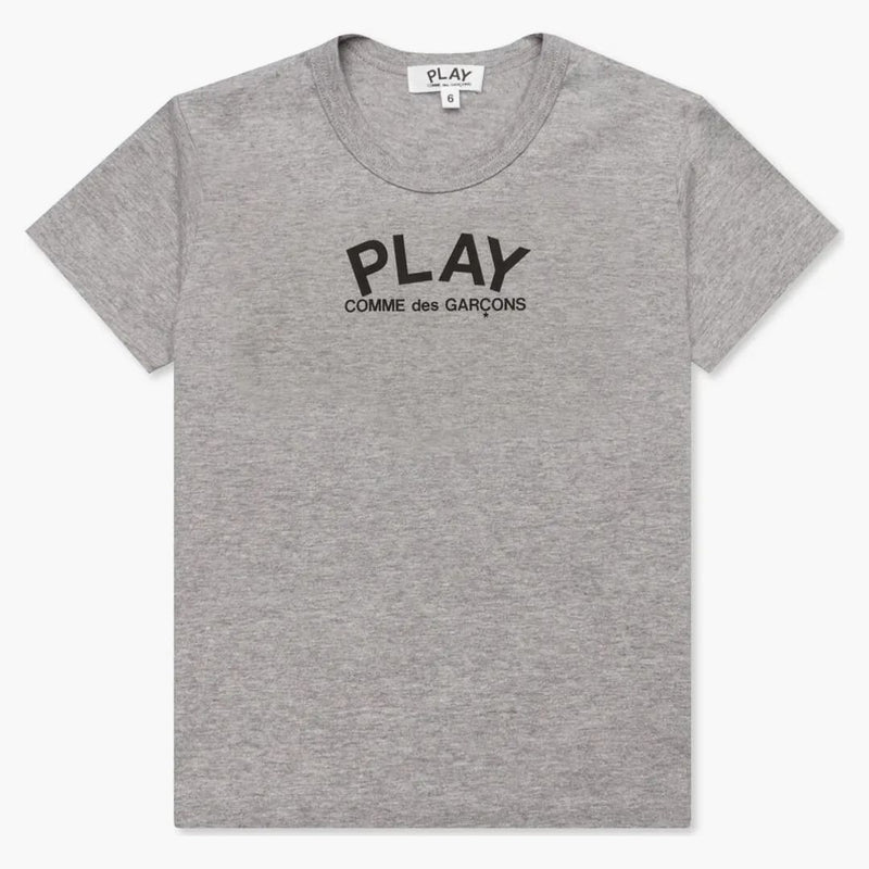 Comme Des Garcons Play Kid's Small Text T-shirt Grey