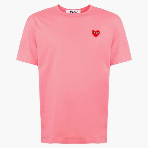 Comme of the Garcons Play Logo Embroidered Tea Baby Pink/Red