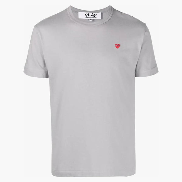 Comme Des Garcons Play Logo Patch Short-sleeve Tee Grey/red