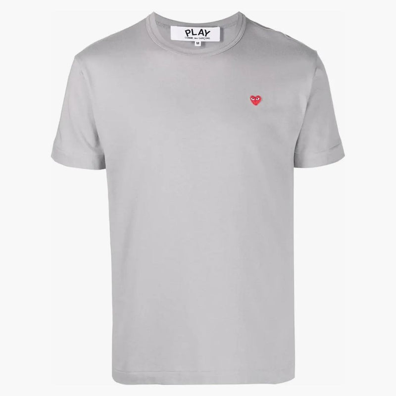 Comme Des Garcons Play Logo Patch Short-sleeve Tee Grey/red
