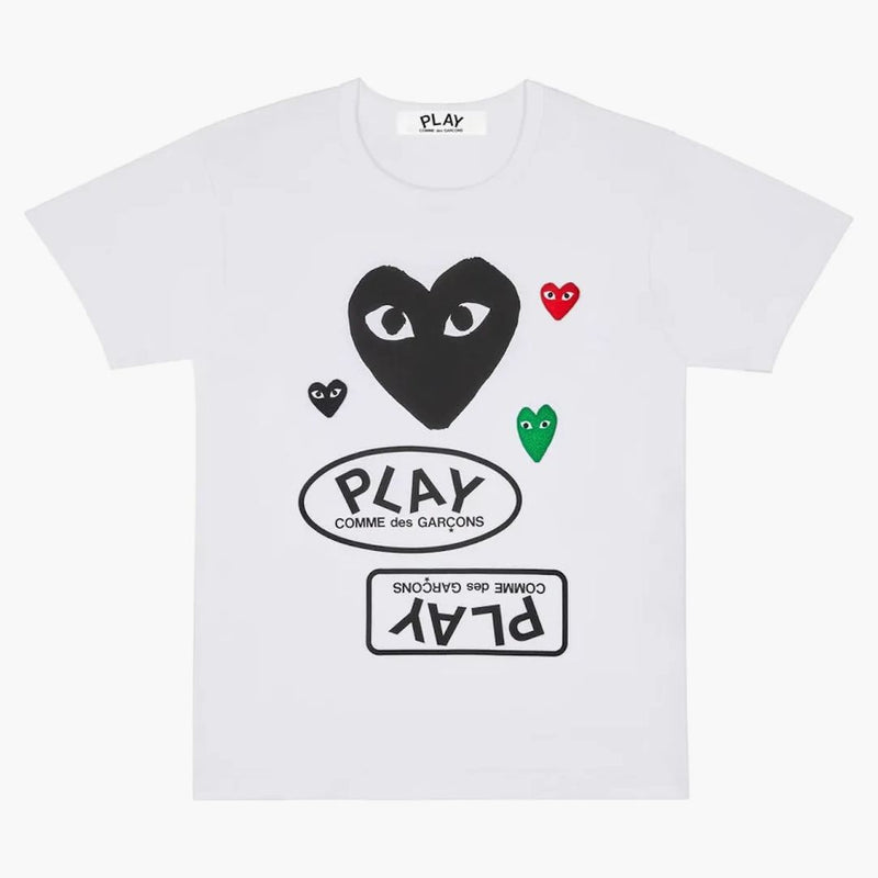 Comme Des Garcons Play Multi Logo Black Heart T-shirt White