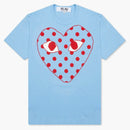 Comme Des Garcons Play Pastelle Polka Dot Red Heart T-shirt Blue