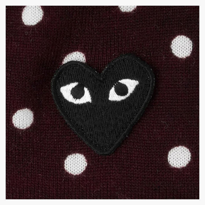 Comme of the Garcons Play Polka Dot Swetan Sweter Burgundy