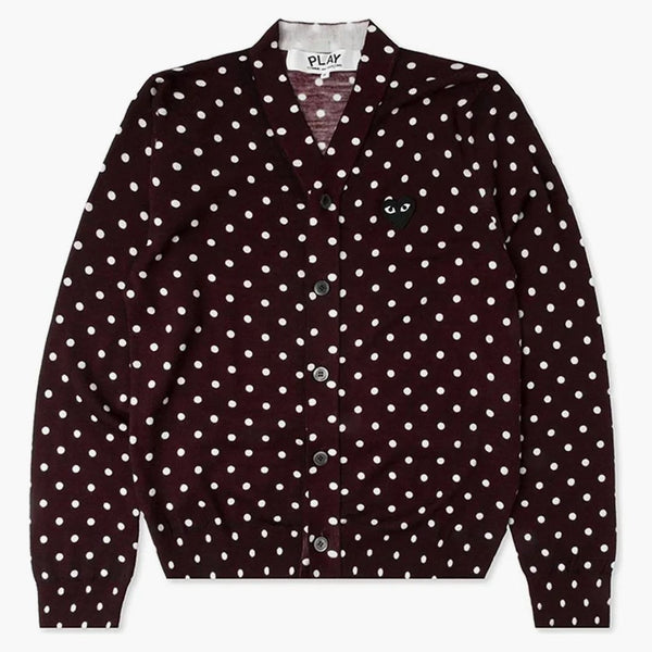 CommE of the Garcons Play Polka Dot Cardigan Sweater Burgundy