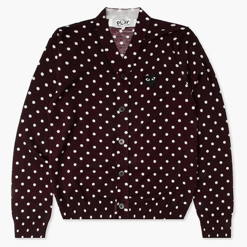 Comme of the Garcons Play Polka Dot Swetan Sweter Burgundy