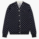 CommE of the Garcons Play Polka Dot Cardigan Sweater Navy