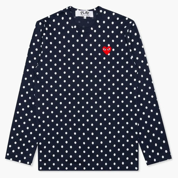 Comme Des Garcons Play Polka Dot L/s T-shirt Navy