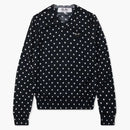 Comme of the Garcons Play Polka Dot V Neck Sweater Navy