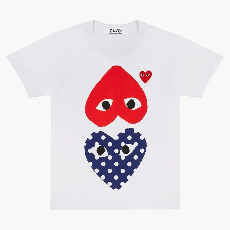 Comme Des Garcons Play Polka Dot With Upside Down Heart T-shirt White